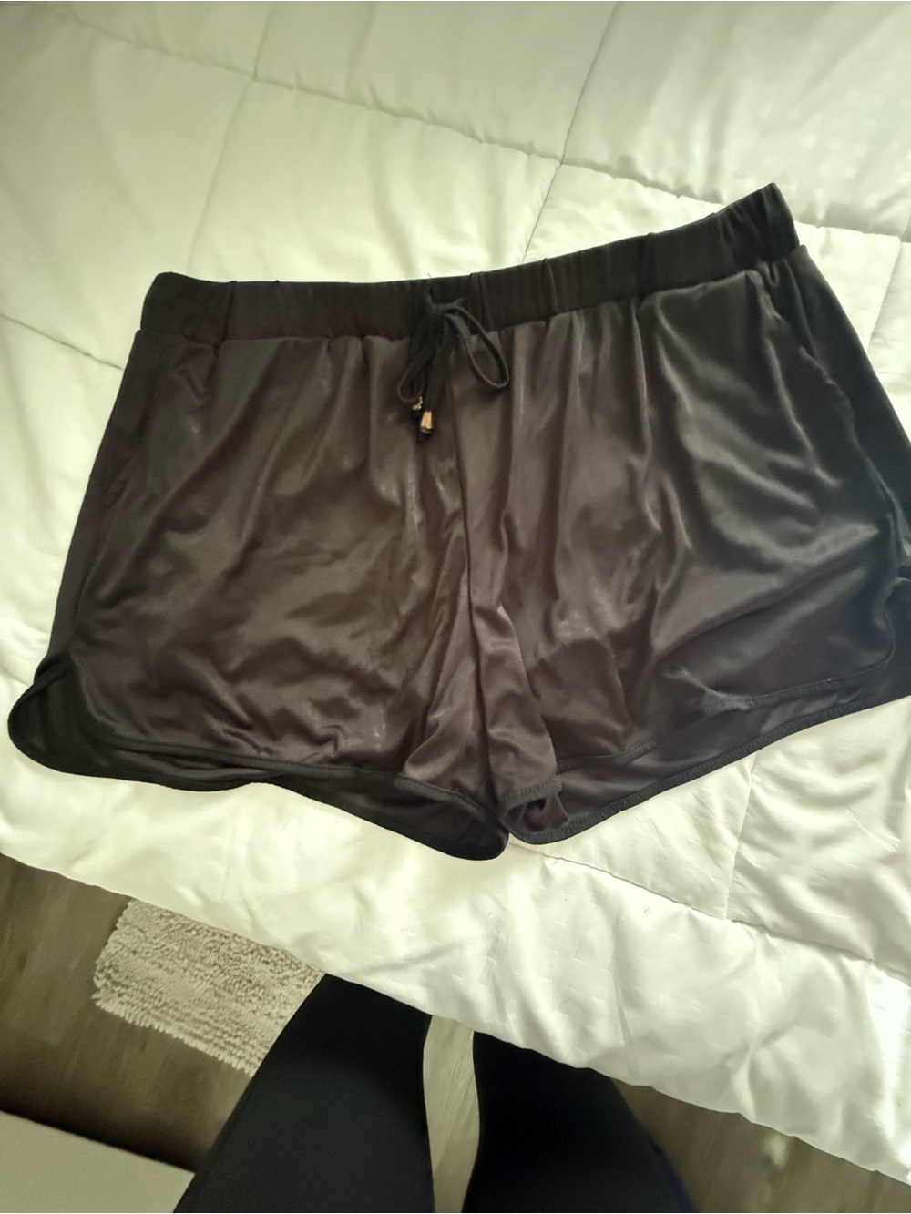 Women's Black Satin (cheetah print) Lounge Shorts